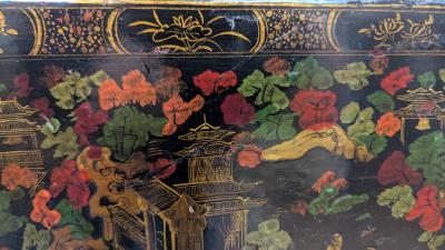 Antique Chinoisiere Lacquered Box Qing Dynasty