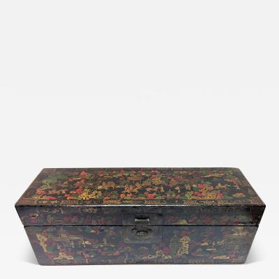 Antique Chinoisiere Lacquered Box Qing Dynasty