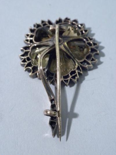 Antique Citrine And Diamond Flower Shaped Brooch 1880
