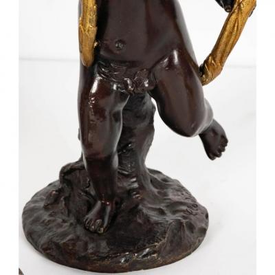 Antique Clodion Bronze Cherub Sculpture Gilt Bronze Candelabra