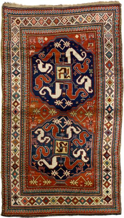 Antique Cloudband Kazak Rug 4 2 x 7 4 