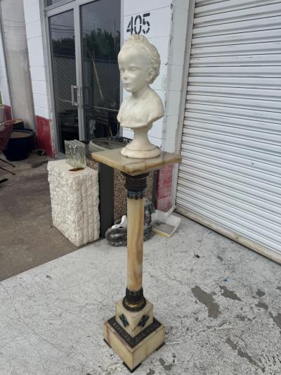 Antique Continental Carved White Marble of a Young Boy