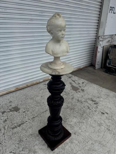 Antique Continental Carved White Marble of a Young Boy