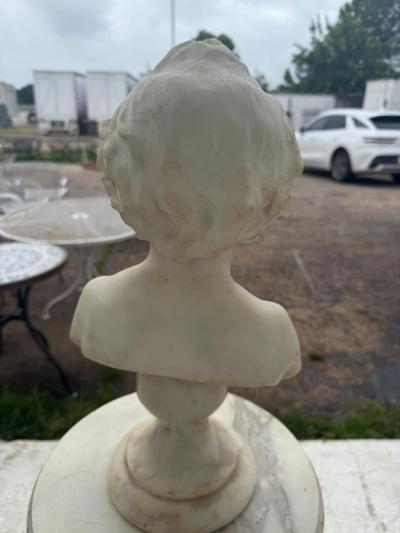 Antique Continental Carved White Marble of a Young Boy