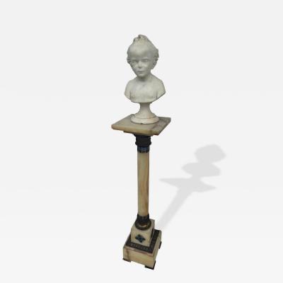 Antique Continental Carved White Marble of a Young Boy