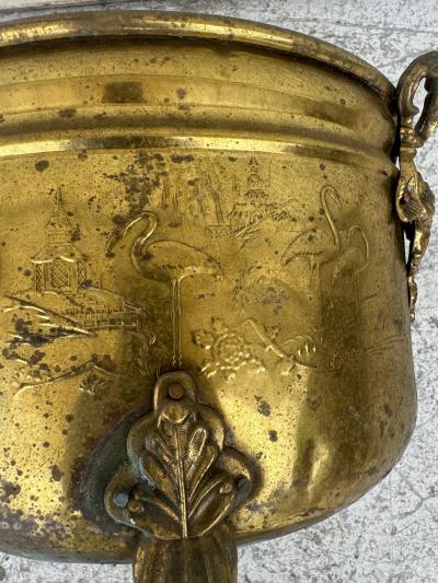 Antique Copper Pot w Brass Legs and Handles