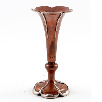 Antique Copper Sterling Silver Bud Vase Mixed Metals