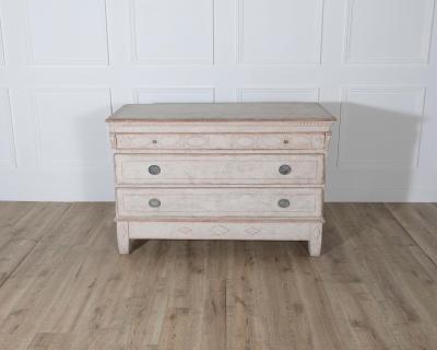 Antique Danish Painted Chest of Drawers in Antique White Early 19th Century