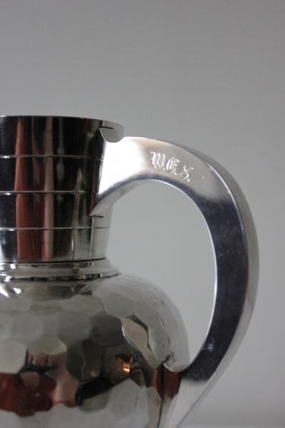 Antique Danish Silver Pitcher with Engraved Handle