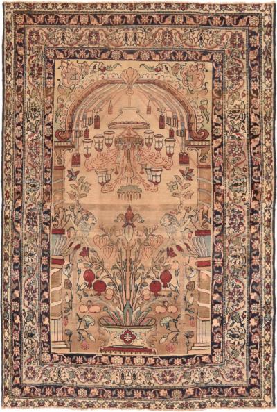 Antique Dark Beige Lavar Kerman Rug 4 4 x 6 2 