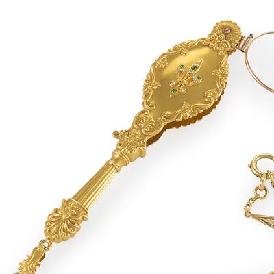 Antique Diamond Demantoid Garnet and Gold Lorgnette