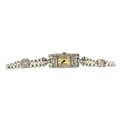 Antique Diamond and Seed Pearl Ladies Watch