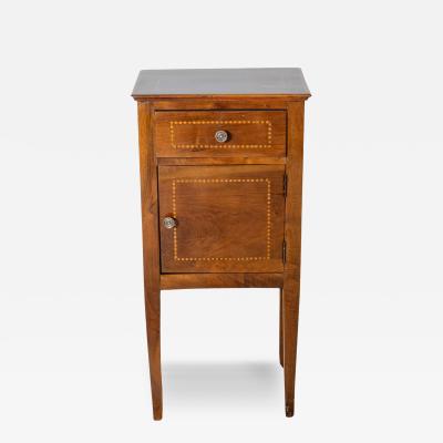 Antique Directoire Bedside Nightstand Table In Walnut And Marquetry Italy 19th