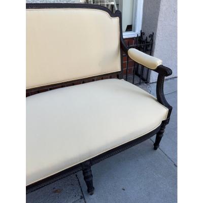 Antique Directoire Sofa Settee W Nancy Corzine Yellow Upholstery