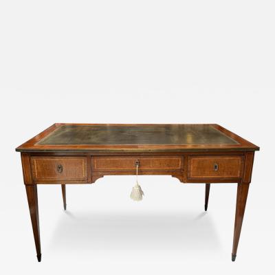 Antique Directoire Style Bronze Mounted Leather Top Writing Table Desk