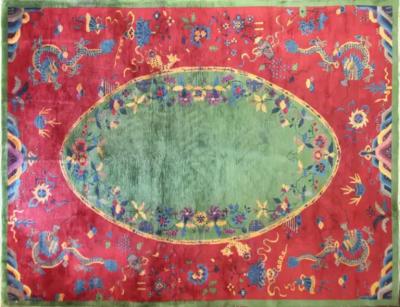 Antique Dragon Art Deco Chinese Carpet Early 20th Century 89 x 116 