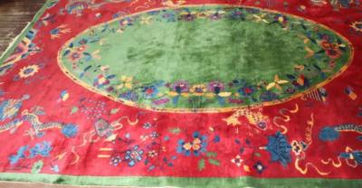 Antique Dragon Art Deco Chinese Carpet Early 20th Century 89 x 116 