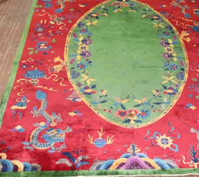 Antique Dragon Art Deco Chinese Carpet Early 20th Century 89 x 116 