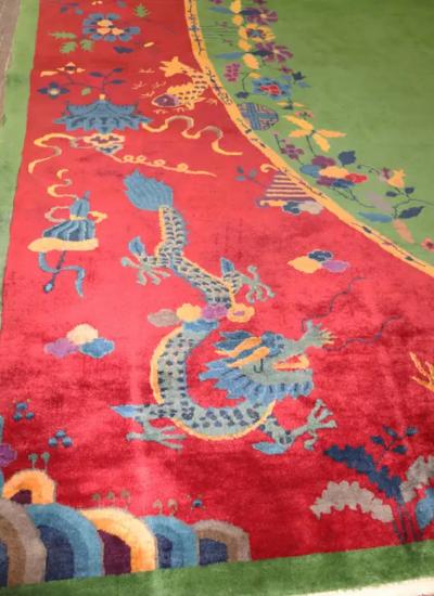 Antique Dragon Art Deco Chinese Carpet Early 20th Century 89 x 116 