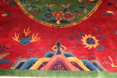 Antique Dragon Art Deco Chinese Carpet Early 20th Century 89 x 116 