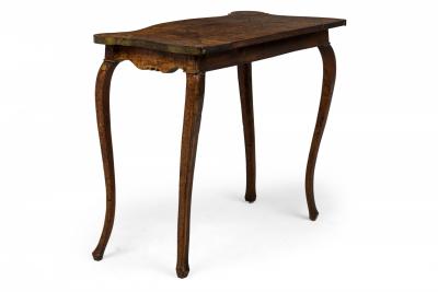 Antique Dutch Elm Inlaid Brass Bound Console Table