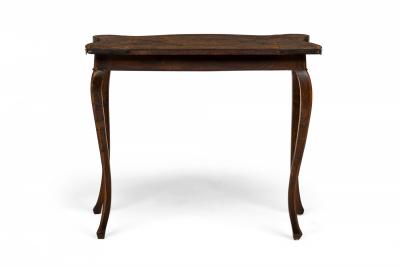 Antique Dutch Elm Inlaid Brass Bound Console Table