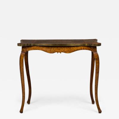 Antique Dutch Elm Inlaid Brass Bound Console Table