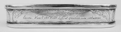 Antique Dutch Silver Tobacco Box with Engraved Pastoral Scenes 1803