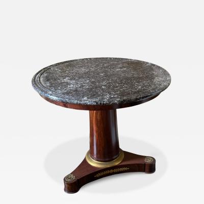 Antique Early 19c French Empire Mahogany Marble Gueridon Round Table