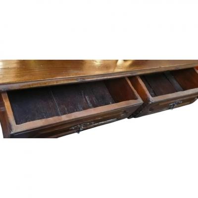 Antique Early 19c Spanish Colonial Walnut 2 Drawer Writing Table Desk