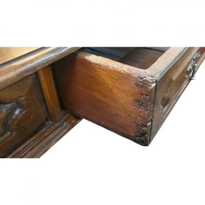 Antique Early 19c Spanish Colonial Walnut 2 Drawer Writing Table Desk