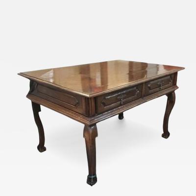Antique Early 19c Spanish Colonial Walnut 2 Drawer Writing Table Desk