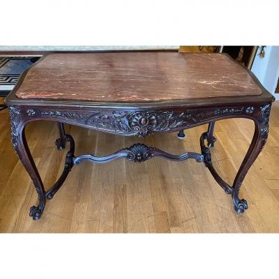 Antique Early 19th C French Provincial Marble Top Center Table
