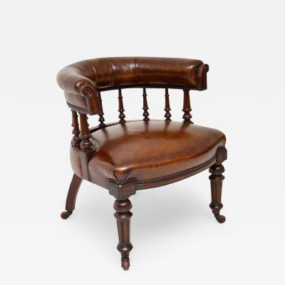 Antique Early Victorian Leather Desk Chair