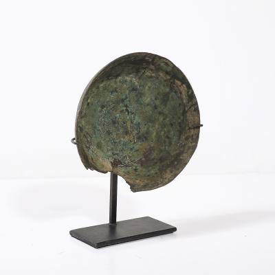 Antique Eastern Mediterranean Patinated Copper Bowl on Museum Stand