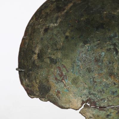 Antique Eastern Mediterranean Patinated Copper Bowl on Museum Stand