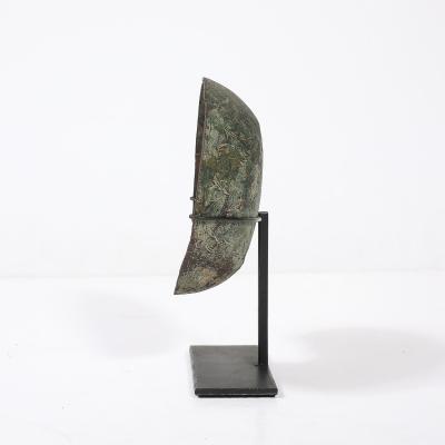 Antique Eastern Mediterranean Patinated Copper Bowl on Museum Stand