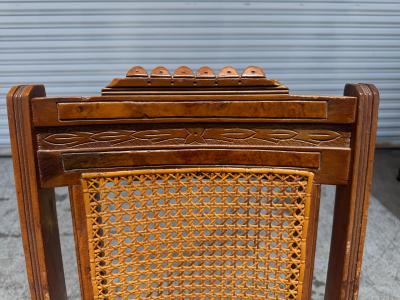 Antique Eastlake Carved Walnut and Cane Parlor Chair