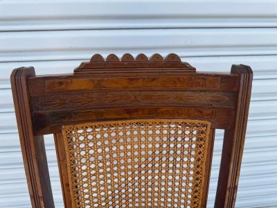 Antique Eastlake Carved Walnut and Cane Parlor Chair