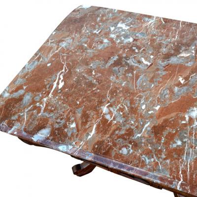 Antique Eastlake Walnut Marble Top Coffee Table