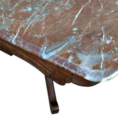 Antique Eastlake Walnut Marble Top Coffee Table