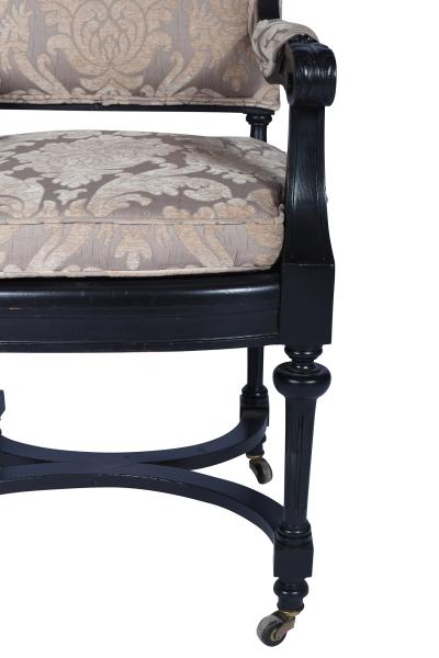 Antique Ebonized Library Armchair Directoire Style France 1860 s 