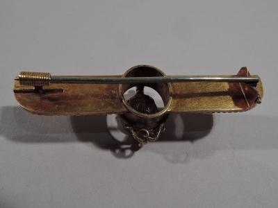 Antique Egyptian Revival 18K Gold Winged Sun Brooch with Scarab