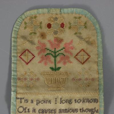 Antique Embroidered Hussif Portable Sewing Kit Holder