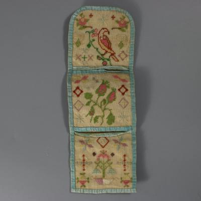 Antique Embroidered Hussif Portable Sewing Kit Holder