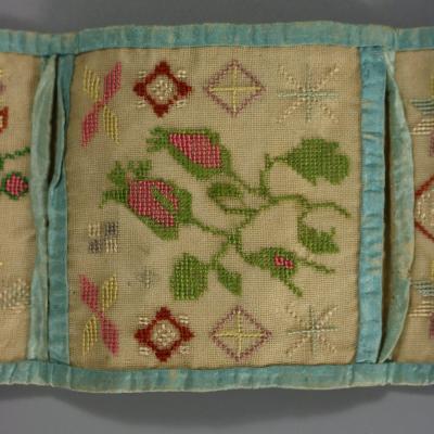 Antique Embroidered Hussif Portable Sewing Kit Holder