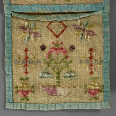 Antique Embroidered Hussif Portable Sewing Kit Holder