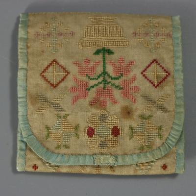 Antique Embroidered Hussif Portable Sewing Kit Holder