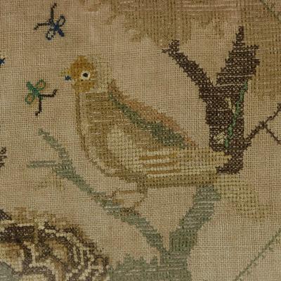 Antique Embroidered Picture of a Pair of Birds 
