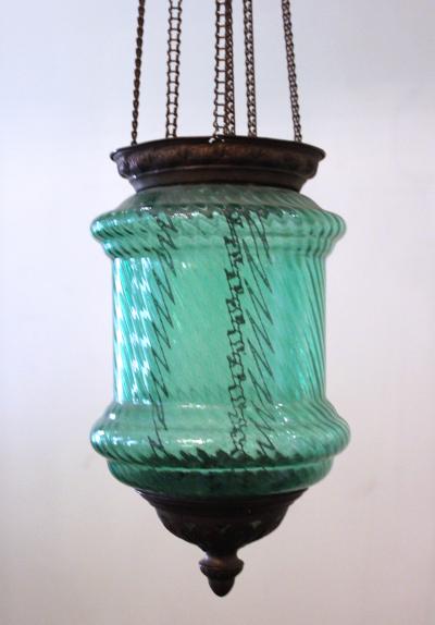 Antique Emerald Glass Lantern
